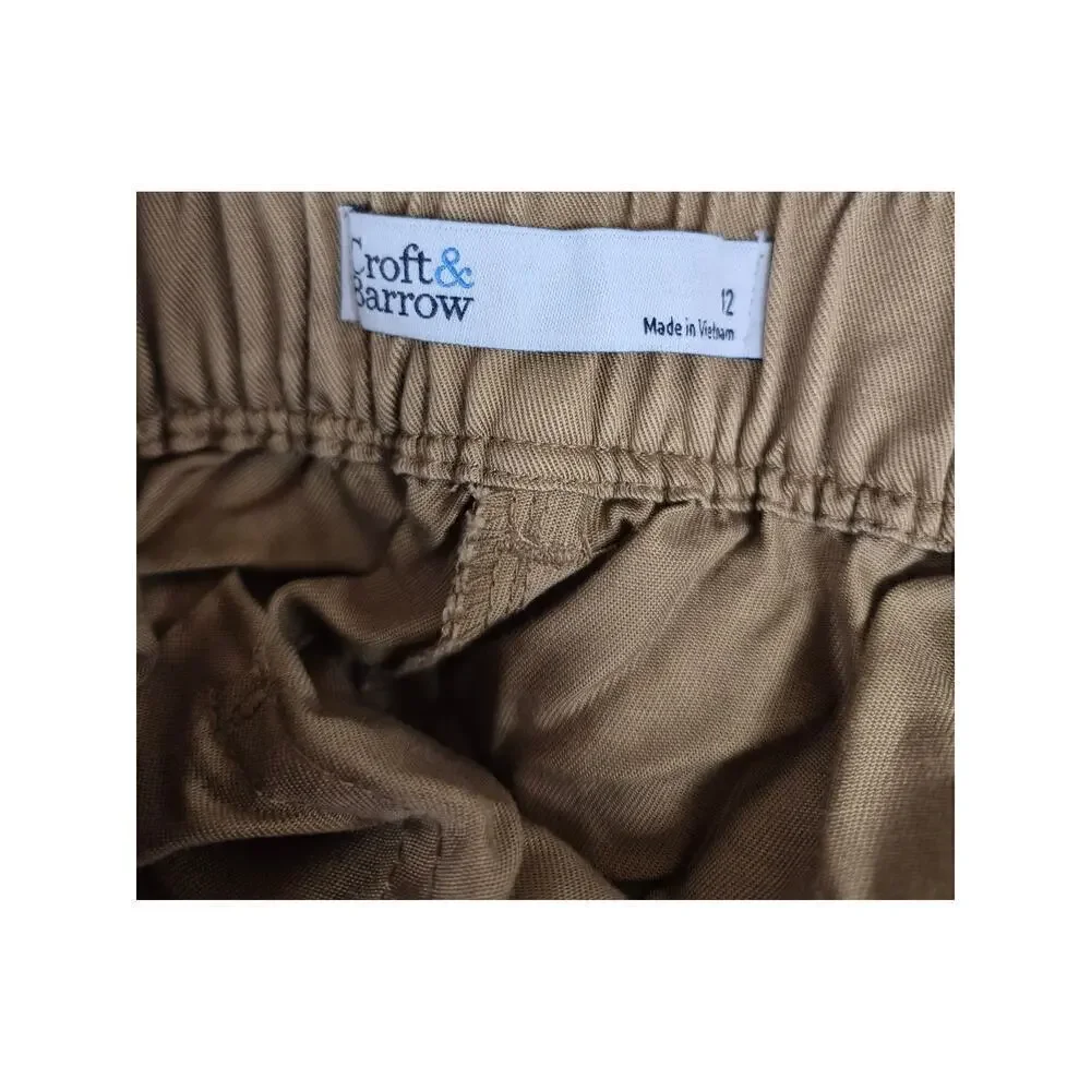 Croft & Barrow 100% Lyocell Light Brown Tapered Pants Sz 12